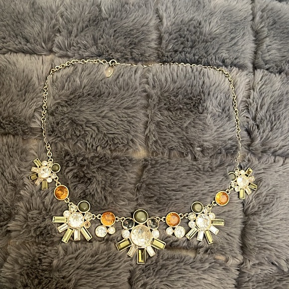 Ann Taylor necklace. Light gold chain with olive, clear and gold stone. 20.5” - Picture 2 of 7